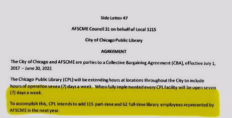 Image shows the text of part of Local 1215's contract with CPL and the City of Chicago.